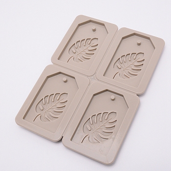 Monstera Food Grade Silicone Pendant Molds, Resin Casting Molds, For UV Resin, Epoxy Resin Craft Making, Tan, 186x140x11.5mm, Hole: 5mm, Inner Size: 79x48.5mm