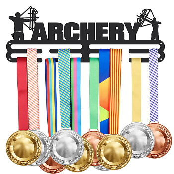 Fashion Iron Medal Hanger Holder Display Wall Rack, with Screws, Word Archery, Sports Themed Pattern, 150x400mm