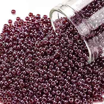 TOHO Round Seed Beads, Japanese Seed Beads, (332) Gold Luster Raspberry, 11/0, 2.2mm, Hole: 0.8mm, about 1110pcs/bottle, 10g/bottle
