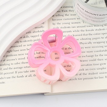Gradient Hollow Flower Plastic Claw Hair Clips, Hair Accessories for Women Girl, Pink, 65x60mm