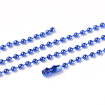 Iron Ball Bead Chains, Soldered, with Iron Ball Chain Connectors, Dodger Blue, 28 inch, 2.4mm