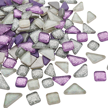 Glitter Glass Cabochons, Mosaic Tiles, for Home Decoration or DIY Crafts, Mixed Shapes, Mixed Color, 11~15x11~25x4~5mm, about 154pcs/box