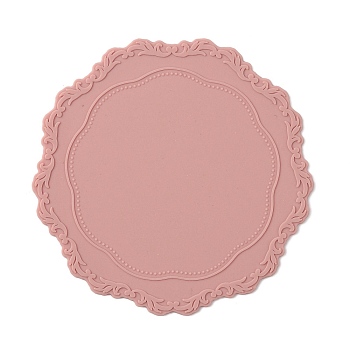Round Silicone Wax Seal Mats, Edge with Floral Pattern, for Wax Seal Stamps, Dark Salmon, 98x97x2mm