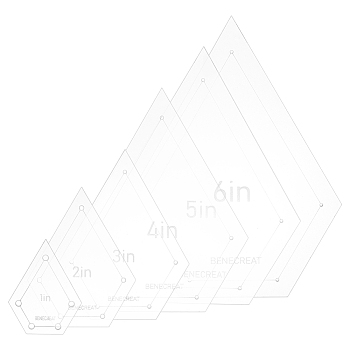 Diamond Transparent Acrylic Templates, for Craft Supplies, Clear, 46x35x3mm, 6pcs/set