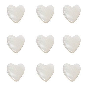 Natural Trochid Shell/Trochus Shell Beads, Bleach, Heart, Seashell Color, 10x10x3mm, Hole: 0.8mm, 30pcs/bag