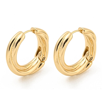 Alloy Hoop Earring, with Steel Pin, Round, Light Gold, 26x6x28.5mm