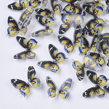 Plastic Cabochons, Butterfly, Yellow, 9.5x10.5x3mm