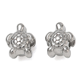 304 Stainless Steel Beads, Textured Tortoise, Stainless Steel Color, 7.5x6x5mm, Hole: 1.4mm