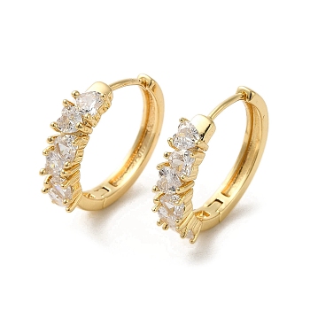 Brass Micro Pave Cubic Zirconia Hoop Earrings, Golden, 21x5mm