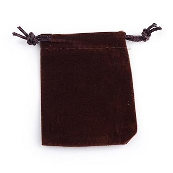 Rectangle Velvet Pouches, Gift Bags, Coconut Brown, 12x10cm