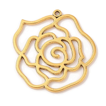 Tibetan Style Alloy Pendants, Rose, Lead Free & Cadmium Free, Antique Golden, 43x39x2mm, Hole: 2mm