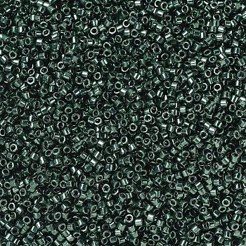 MIYUKI Delica Beads, Cylinder, Japanese Seed Beads, 11/0, (DB0458) Galvanized Dark Teal Green, 1.3x1.6mm, Hole: 0.8mm, about 2000pcs/bottle, 10g/bottle