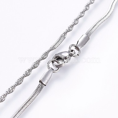 304 Stainless Steel Singapore Chain Necklaces(NJEW-O102-31P)-2