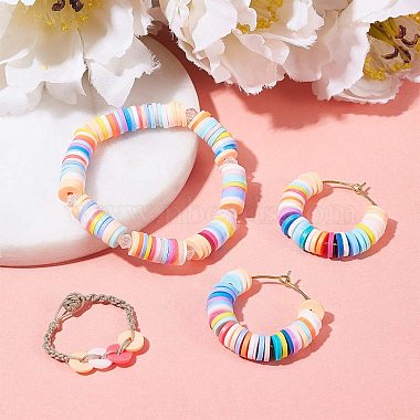 Flat Round Handmade Polymer Clay Bead Spacers(CLAY-R067-4.0mm-10)-6