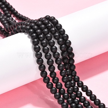 synthétiques pierre noire brins de perles(G-G508-6MM)-6
