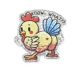 Printed Acrylic Pendants, Rooster, 36x33x2.5mm, Hole: 1.6mm(OACR-D323-01B)