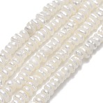 Natural Cultured Freshwater Pearl Beads Strands, Flat Round, Linen, 3~5x3~4x2mm, Hole: 0.6mm, about 165~176pcs/strand, 14.2~14.61''(36~37.1cm)(PEAR-A005-22)
