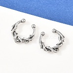 316 Stainless Steel Hoop Nose Rings, Antique Silver, Spikes, 13x13.5x2.5mm(AJEW-C044-05B-AS)