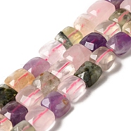Natural Mixed Stone Beads Strands, Faceted, Square, 9~10.5x9~10.5x5~5.5mm, Hole: 1mm, about 39~42pcs/strand, 14.96~15.35 inch (38~39cm)(G-C109-A18-02)
