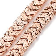 Electroplated Natural Lava Rock Beads Strands, Arrow, Rose Gold Plated, 6~6.5x6.5~7x2.5~3mm, Hole: 1mm, about 98pcs/strand, 16.22''(41.2cm)(G-H303-A02-RG)