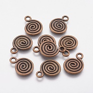 Tibetan Style Pendants, Antique Bronze, Flat Round, 13mm in diameter, 1mm thick, hole: 2.5mm(MQA-416Y-NF)