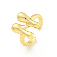 Brass Letter Open Cuff Rings for Women, Adjustable, Real 18K Gold Plated, Letter N, 15~16.5x7~16.5mm(RJEW-G313-01N-G)