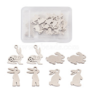 32Pcs 4 Styles 304 Stainless Steel Bunny Pendants, Rabbit, Easter Bunny, Stainless Steel Color, 8pcs/style(STAS-TA0002-13P)