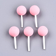 Handmade Polymer Clay 3D Lollipop Embellishments, for Party DIY Decorations, Pink, 21~26x10.5mm(CLAY-T016-82E)