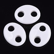 Opaque Acrylic Links connectors, Oval, Creamy White, 38x30x10mm, Hole: 9mm, about 98pcs/500g(SACR-N009-02)