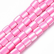 Handmade Polymer Clay Bead Strands, Column, Hot Pink, 6x6mm, Hole: 1.5mm, about 63pcs/strand, 15.55 inch~15.94 inch(39.5~40.5cm)(CLAY-T020-12F)