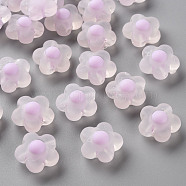 Transparent Acrylic Beads, Frosted, Bead in Bead, Flower, Plum, 16.5x17x9.5mm, Hole: 2.5mm, about 390pcs/500g(TACR-S152-09C-09)