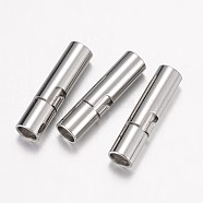 304 Stainless Steel Bayonet Clasps, Stainless Steel Color, 15.5x4mm, Hole: 3mm(STAS-P100-30P)