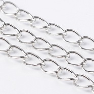 Iron Twisted Chains, Unwelded, with Spool, Oval, Platinum, 11x8x1.4mm, about 164.04 Feet(50m)/roll(CH-1.4DK-N)