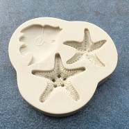 Food Grade Silicone Molds, Fondant Molds, For DIY Cake Decoration, Chocolate, Candy, UV Resin & Epoxy Resin Jewelry Making, Fish and Starfish/Sea Stars, Antique White, 40~42mm(DIY-I012-23)