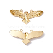 Rack Plating Brass Micro Pave Cubic Zirconia Pendants,  Cadmium Free & Nickel Free & Lead Free, Eagle, Real 18K Gold Plated, 13.5x29x2.5mm, Hole: 1mm(ZIRC-C040-32G)