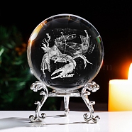 Inner Carving Constellation Glass Crystal Ball Diaplay Decoration, Fengshui Home Decor, Cancer, 80mm(PW-WG84004-06)