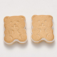 Resin Decoden Cabochons, Bear, Imitation Food Biscuits, Wheat, 22x18x6mm(CRES-N022-07)