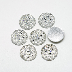 Resin Cabochons, Bottom Silver Plated, Half Round/Dome, White, 20x3.5~4mm(X-CRES-Q192-20mm-10)