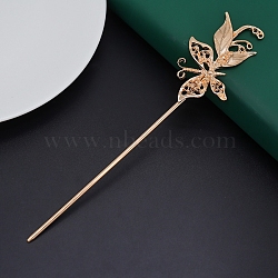 Alloy Hair Sticks Settings, Butterfly, Golden, 165mm(PW-WG3DE34-01)