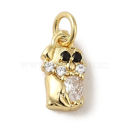 Brass Micro Pave Clear Cubic Zirconia Pendants, Real 18K Gold Plated, Gnome, Real 18K Gold Plated, 12x6.5x2.8mm, Hole: 3.2mm(KK-R162-017C-G)