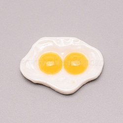 Opaque Resin Cabochons, Imitation Food, Omelette, White, 25x35x5mm(RESI-WH0015-21)