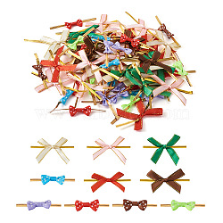 Jewelry 200Pcs 10 Style Iron Wire Twist Ties, with Polyester Packaging Ribbon Bows, for DIY Gift Wrap Decoration, Mixed Color, 8~10x0.4~6x0.05~0.22mm, 20pcs/style(AJEW-PJ0001-01)