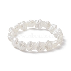 Acrylic Shell Beaded Stretch Bracelets for Women, White, Inner Diameter: 2-1/4 inch(5.7cm)(BJEW-JB10147)