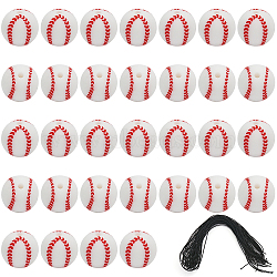 CHGCRAFT DIY Baseball Shape Beaded Bracelet Making Kit, Including Silicone Beads, Waxed Cotton Cord, White, Beads: 10x9.5mm, Hole: 2mm, 36Pcs/box(DIY-CA0005-06)
