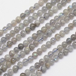 Natural Labradorite Round Bead Strands, 4mm, Hole: 1mm, about 105pcs/strand, 15.5 inch(G-I156-01-4mm)