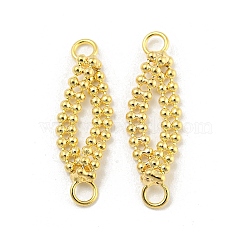 Brass Connector Charms, Horse Eye Links, Real 18K Gold Plated, 21x5x1.2mm, Hole: 1.8mm(KK-P258-14G)