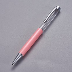 Creative Empty Tube Ballpoint Pens, with Black Ink Pen Refill Inside, for DIY Glitter Epoxy Resin Crystal Ballpoint Pen Herbarium Pen Making, Silver, Pink, 140x10mm(X-AJEW-L076-A44)