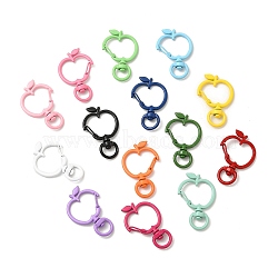 Spray Painted Alloy Swivel Lobster Claw Clasps, Swivel Snap Hook, Apple, Mixed Color, 37~37.5x24x2.2mm, Hole: 4.7x8.6mm(X-FIND-A027-04)