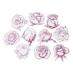 Flower Waterproof PET Stickers Set, Decorative Stickers, for Water Bottles, Laptop, Luggage, Cup, Computer, Mobile Phone, Skateboard, Guitar Stickers, Medium Violet Red, 80~90x80~90x0.1mm, 10 style, 2pcs/style, 20pcs/set(DIY-G118-01A)