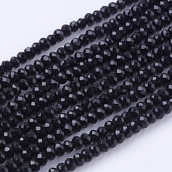Glass Beads Strands, Faceted, Rondelle, Black, 3x2~2.5mm, Hole: 0.5mm, about 160~165pcs/strand, 15~16inch(GLAA-G045-B02)